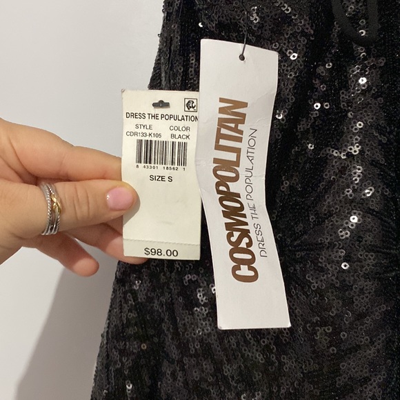 Black mini dress open back from cosmopolitan BRAND NEW FITS LIKE A M - Picture 6 of 6